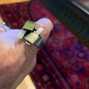 Modern Geometric Silver and metal Ring